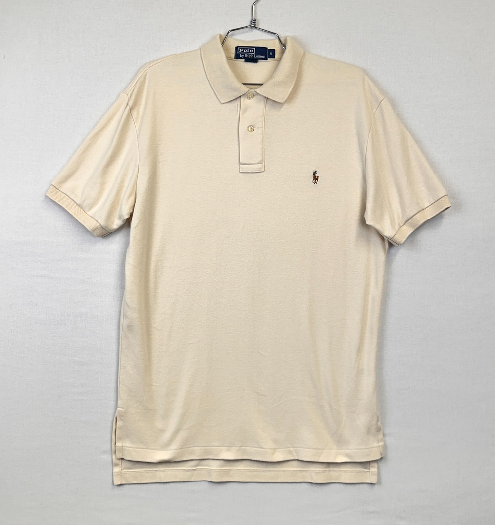 Polo Ralph Lauren Polo Shirt Cream Men's Small S Cotton Short Sleeve